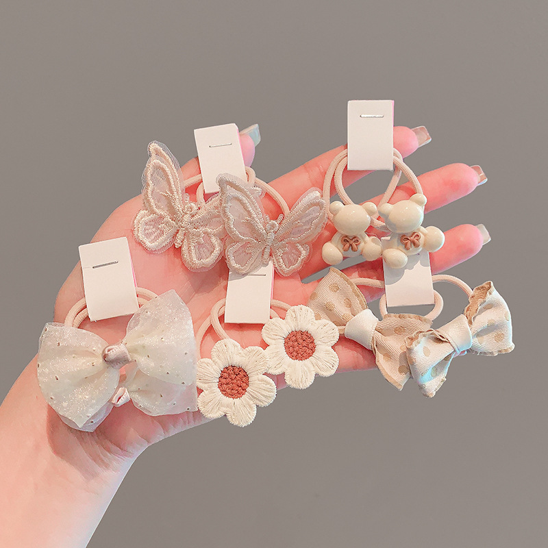 Anillo para el cabello de estilo pastoral para niños Flor para el cabello para niñas Cuerda para el cabello con lazo Trenza para el par Accesorios para el cabello para niñas Goma de verano
