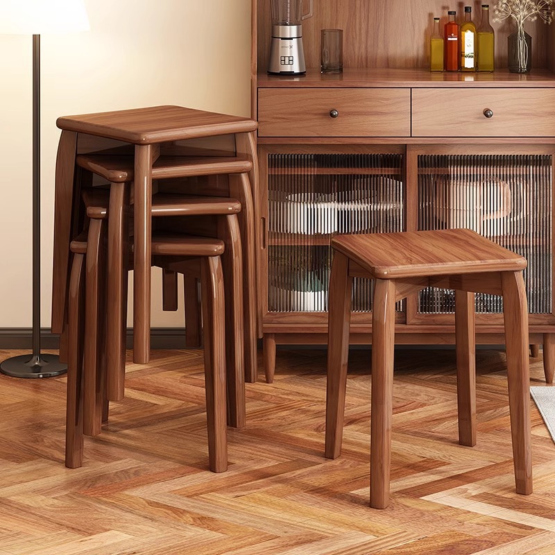 Silla de comedor taburete de madera maciza casera taburete de comedor simple taburete de comedor taburete de sala de estar taburete redondo
