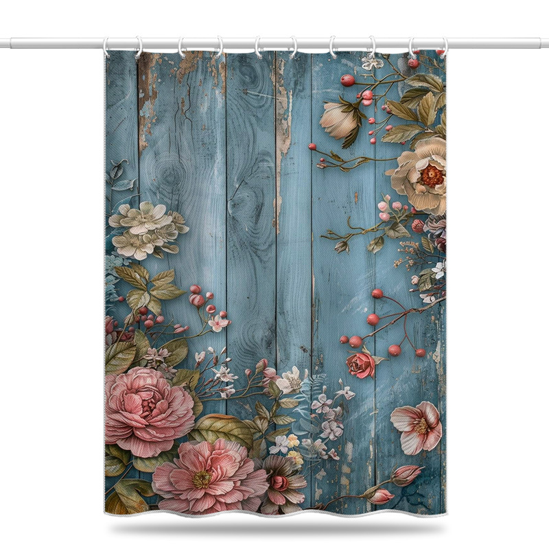 Minimalistischer Duschvorhang Mit Blumenmuster Aus Polyester_voghion.com