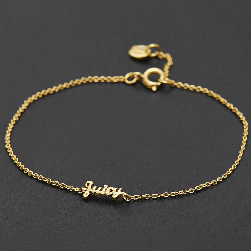 Korean style simple niche fashion all-match design elegant golden mini juicy letter pendant bracelet bracelet for women