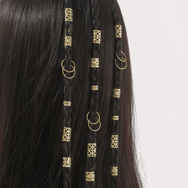 80Pcs European and American Teum Shein Popular DIY Wig Dreadlock Jewelry Accessories Cut Out Braid Hair Extension Ring Buckle