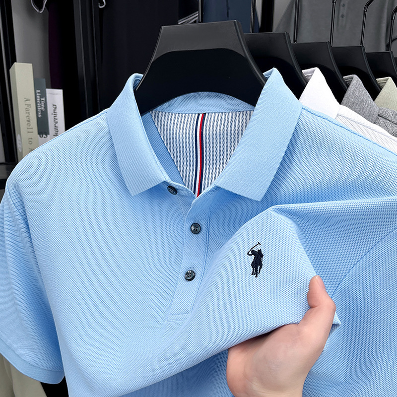 Summer Men's Polo Shirt Short-Sleeved High-End Lapel Casual Business Men's High-End Embroidered Collared Cotton T-Shirt