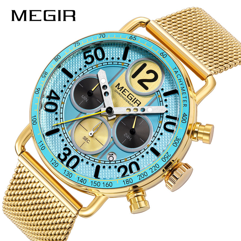 Megir Cross-Border Wholesale Dropshipping Three-Eye Six-Hand Chronograph Quartz Watch Men's Watch 2249