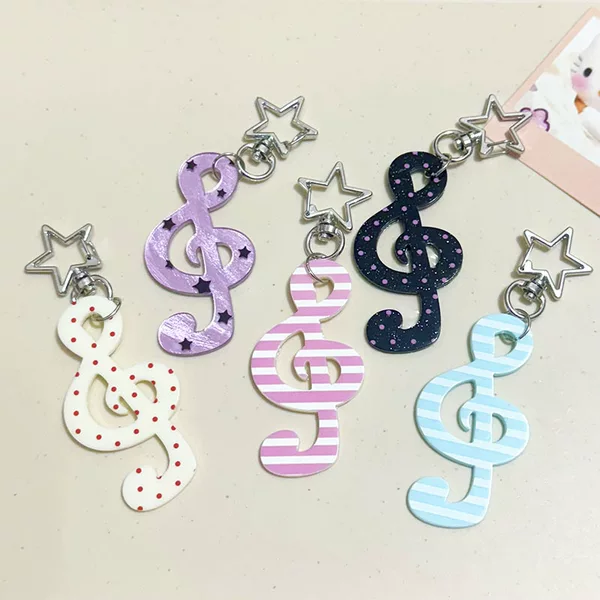 Korean-Style Vintage Sweet Polka Dot Stripe Star Musical Note Keychain Phone Charm AirPods Bag Accessory