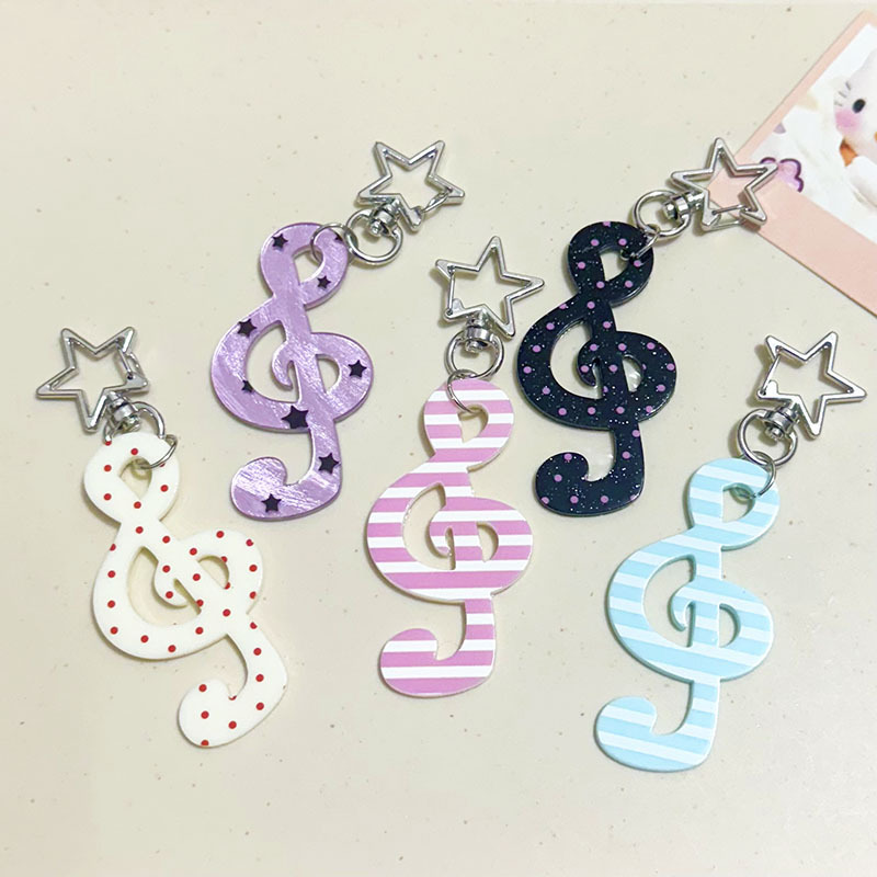 Korean-Style Vintage Sweet Polka Dot Stripe Star Musical Note Keychain Phone Charm AirPods Bag Accessory Korean-Style Vintage Sweet Polka Dot Stripe Star Musical Note Keychain Phone Charm AirPods Bag Accessory