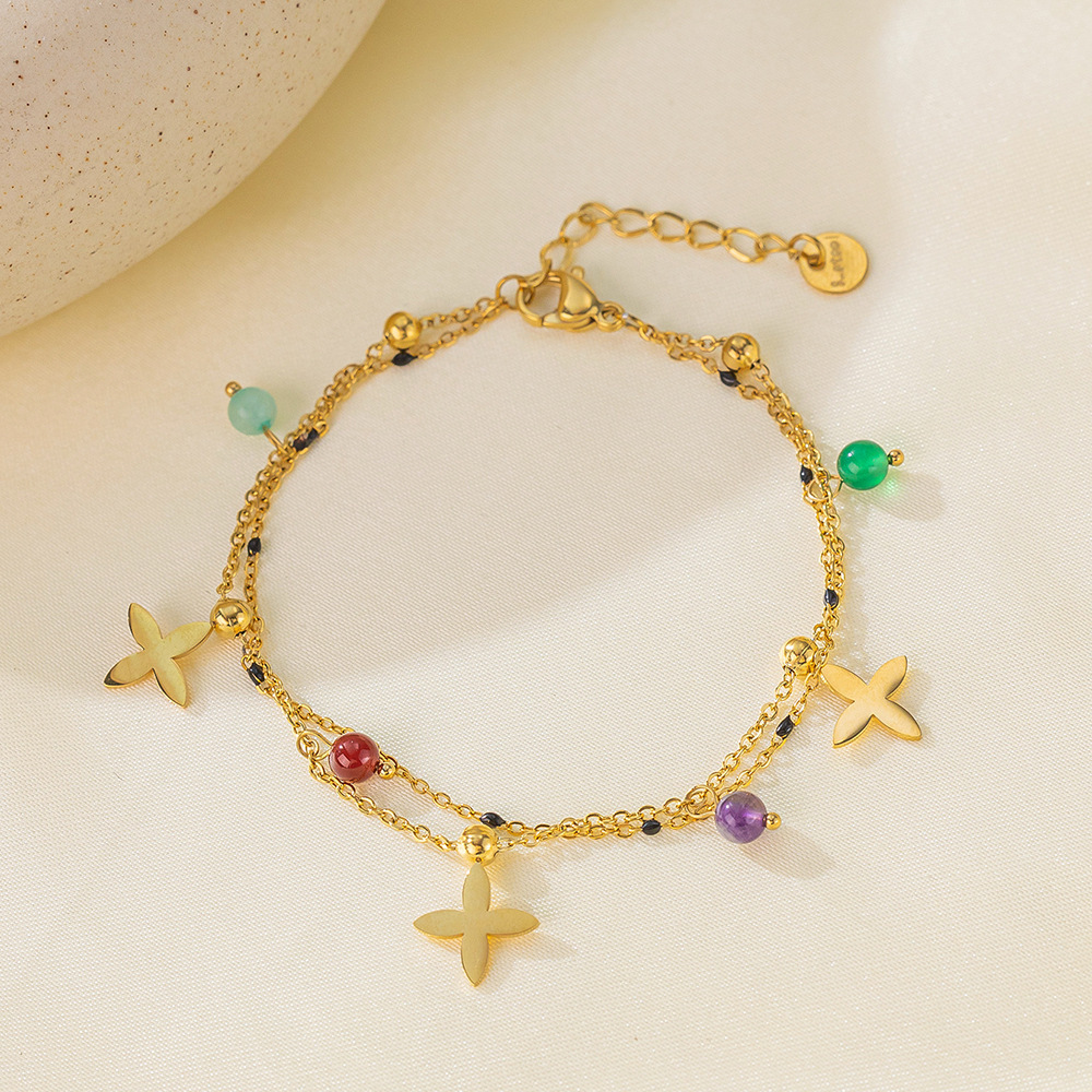 Spot tobillera de acero de titanio colección explosiva verano sin decoloración femenina simple sentido de alta gama moda salvaje estilo transfronterizo europeo y americano