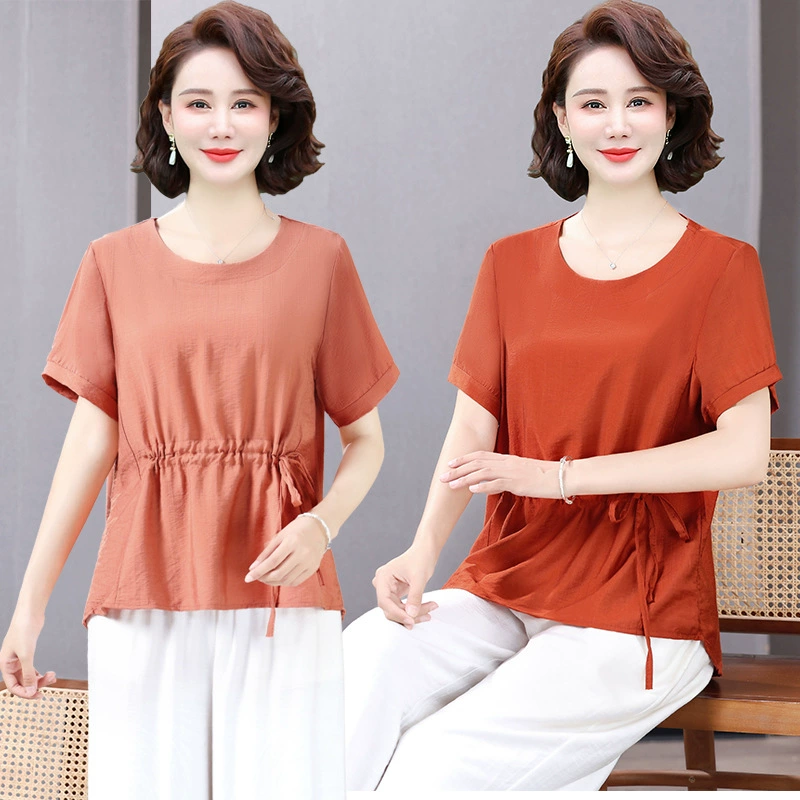 Мама летняя новая футболка с короткими рукавами на талии