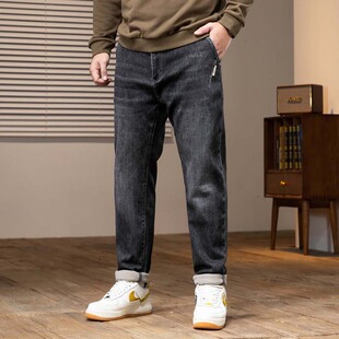 8607 | Plus size men's autumn and winter New stretch jeans men's loose retro versatile casual straight long pants