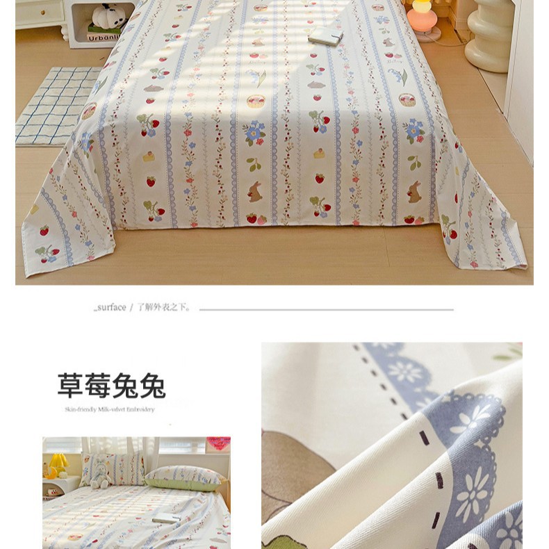 Sábana de algodón de dibujos animados pieza individual 100 sábana de algodón dormitorio para niños funda de almohada de cama individual traje de tres piezas 2025 nuevo