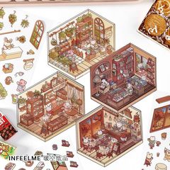 Infeel.Me 今日も営業中シリーズ PETステッカー かわいい手帳DIY シーン装飾ステッカー