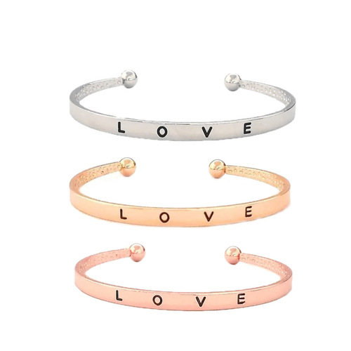 European and American Korean version versatile simple rose gold open metal lettering LOVE couple bracelet bracelet