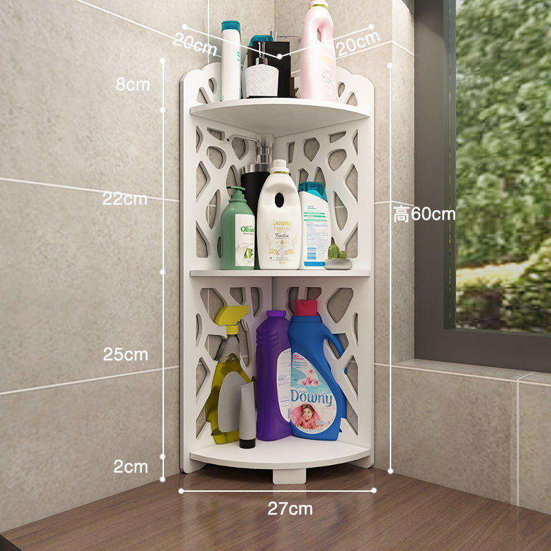 プラスチック浴室床置き収納棚壁の隅のトイレの棚の三角形の棚のトイレのシャンプーの収納|undefined