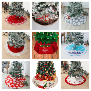 Cross-Border Export New Christmas Tree Skirt Snowflake Elk Plush Christmas Tree Apron Christmas Tree Skirt Decorations