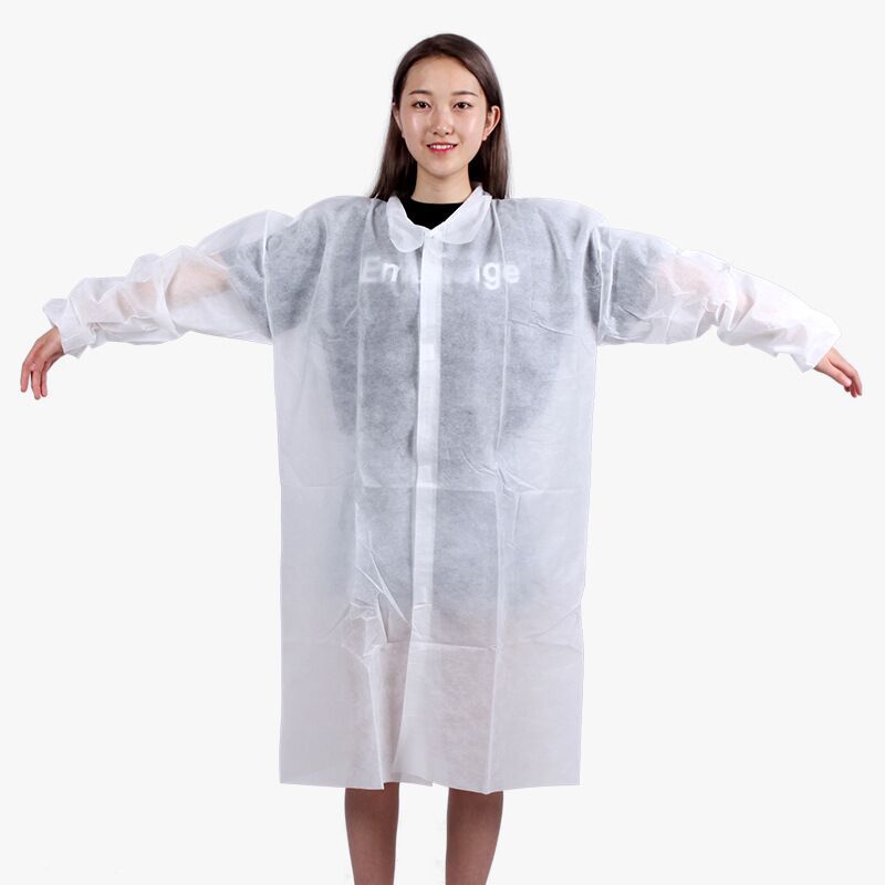 一次性防护服实验服工作服SMS无纺布衣防静电白大褂防尘口袋外套