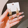 Fashionable long earrings with tassels, design South Korean goods, cat's eye, flowered, trend of season