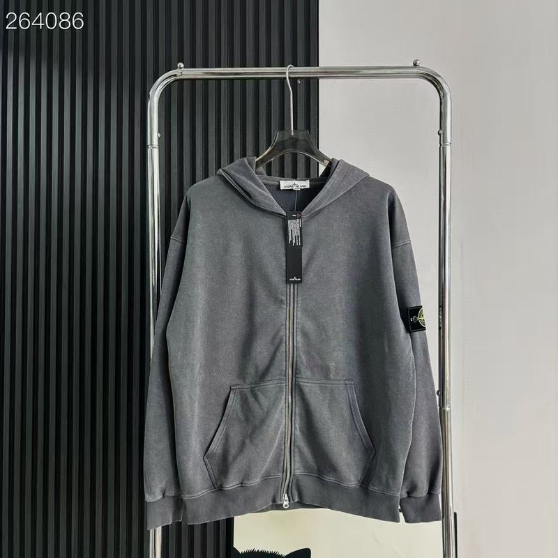跨境Stone Island石头袖标徽章岛宽松连帽拉链卫衣水洗开衫外套岛|undefined