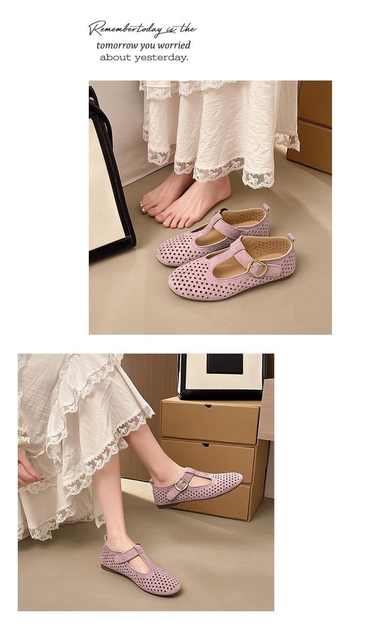 French-style Mary Jane For Women, 2026 Summer Collection, Round Toe, Shallow Cut, Hollowed-out, Breathable, Comfortable,_vogvips.com