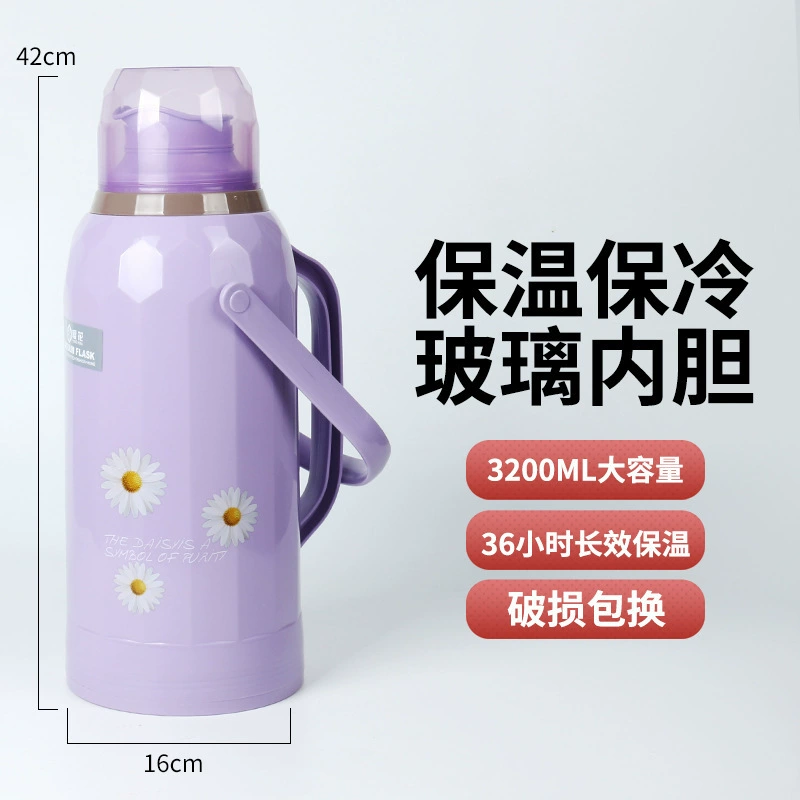 Capacious thermos for elementary school students for home use, glass liner