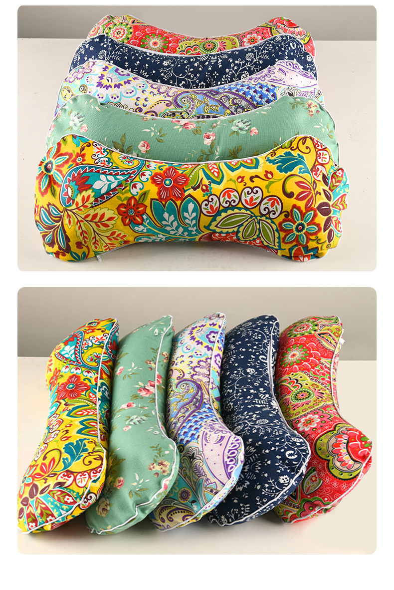 Mugwort Bone Pillow Ai Ye Cervical Neck Support Pillow Washable Cover 55x20cm in use