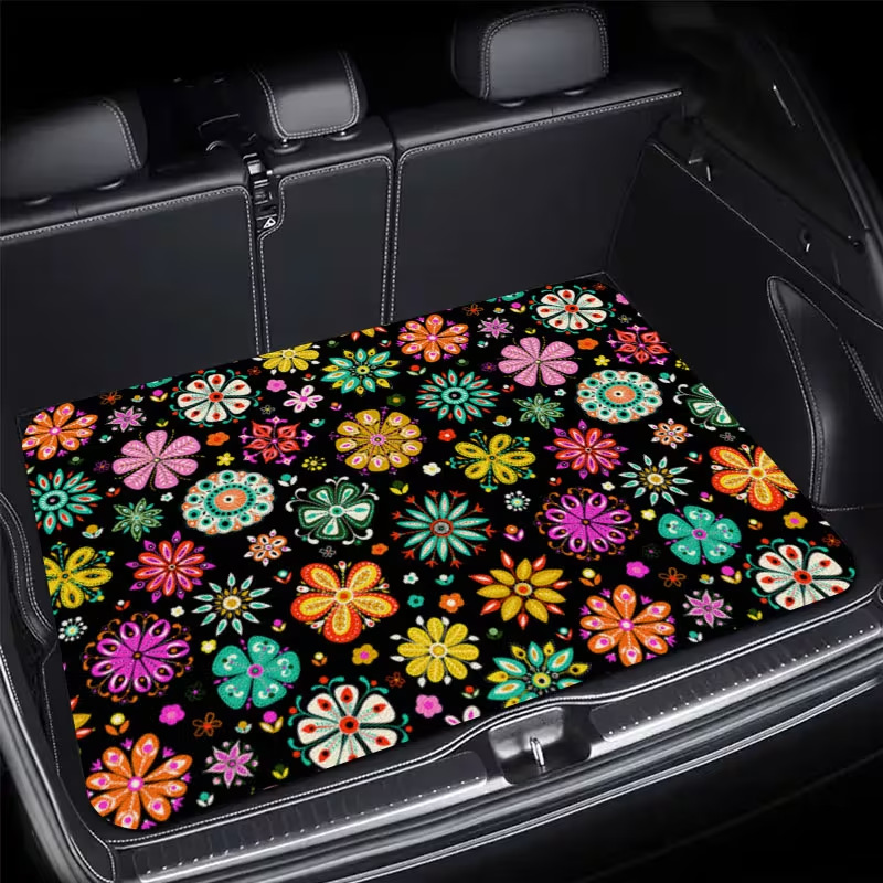 Cross-border best-selling fresh floral car trunk mat, interior decoration mat, dirt-resistant, easy to clean, dust-proof mat