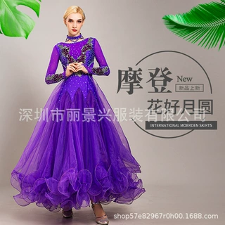 亚马逊摩登舞烫钻连衣裙交谊舞演出服华尔兹舞蹈套装舞台演出服