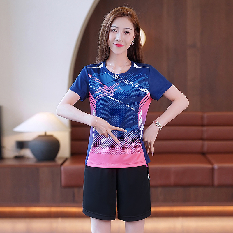 2025 Summer Quick-Drying Women's Suit Fashion Sports Suit Women's New Casual Loose Slimming Ice Silk Short-Sleeved Shorts