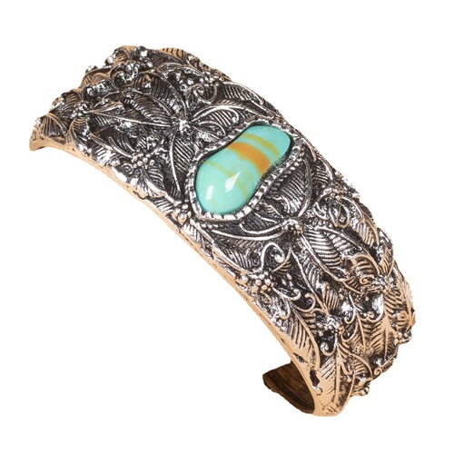 Cross-border vintage Indian style open bracelet jewelry Bohemian Thai silver turquoise butterfly bracelet for women