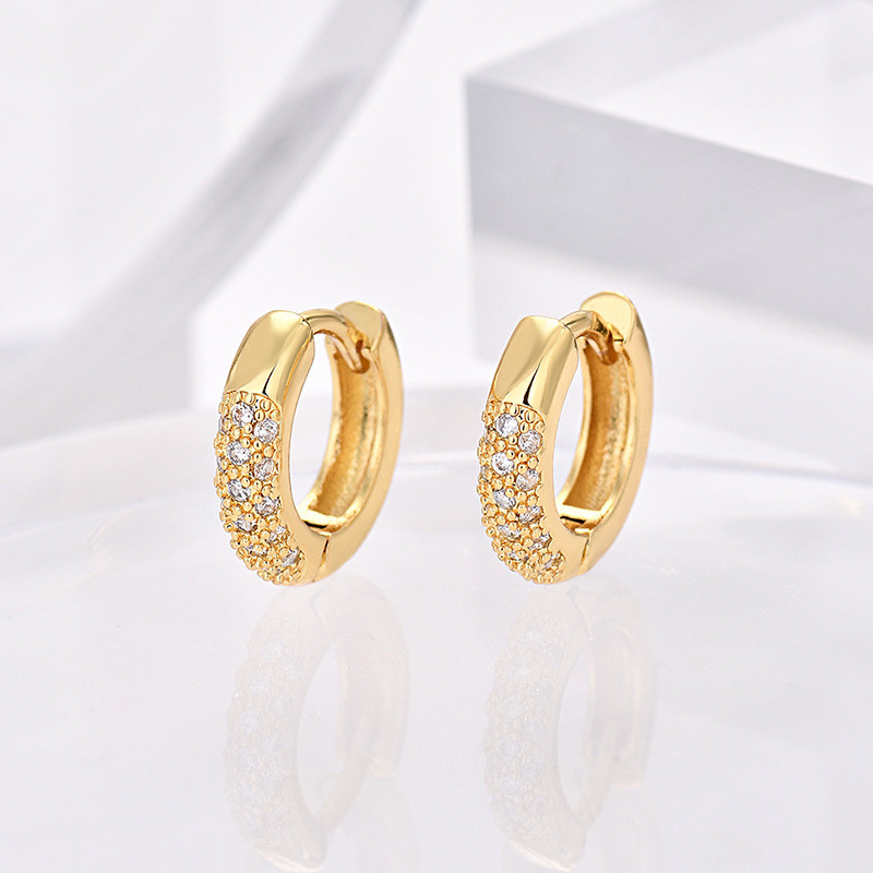 Copper fashionable universal geometric earrings with zircon for men…
