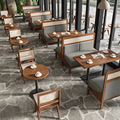 实木卡座沙发东南亚主题餐厅茶楼咖啡厅连锁火锅饭店商用编藤桌椅