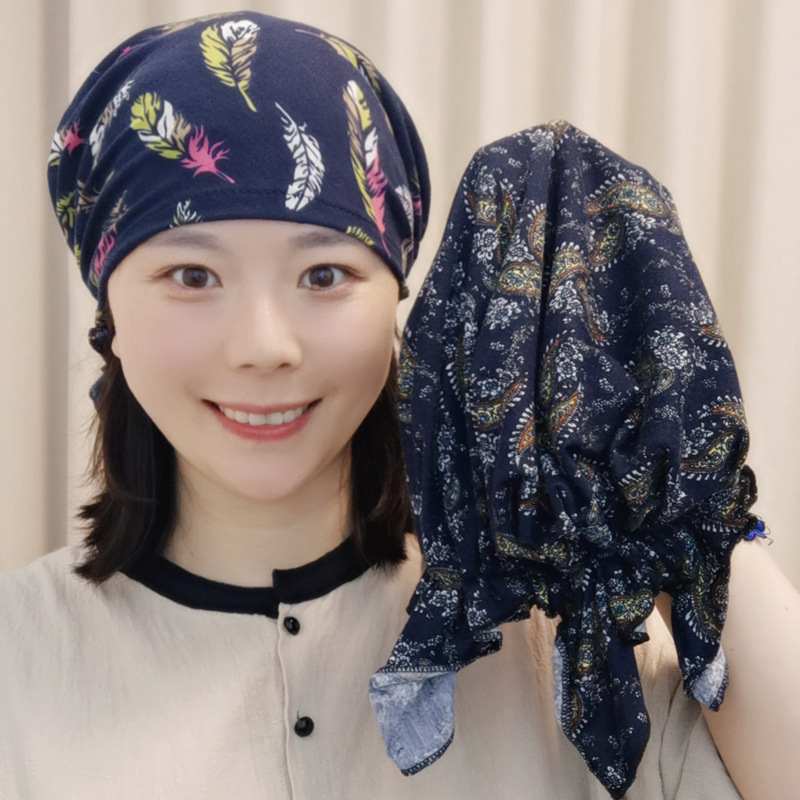 Fashion bag head hat women's printed headscarf hat summer thin tremolo fast hand live explosion generation foreign trade cross-border