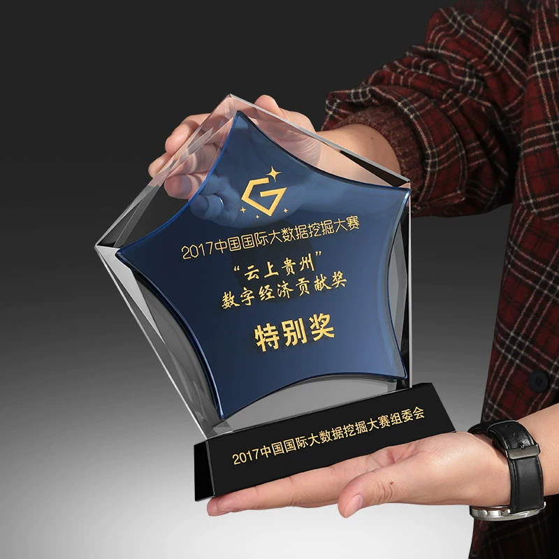 Пятиконечный звездный хрустальный трофей спотовая поставка творческих медалей