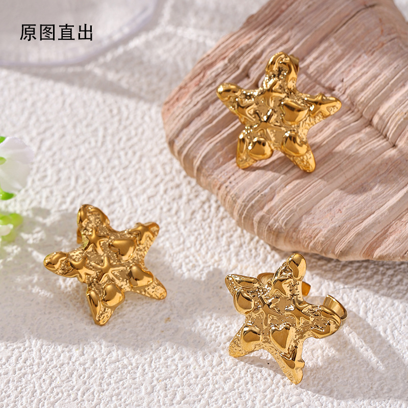 Tina Europa y los Estados Unidos moda transfronteriza clásica diseño de forma de lava pendientes de estrellas lujosas joyas de alta calidad al por mayor mujeres image 4