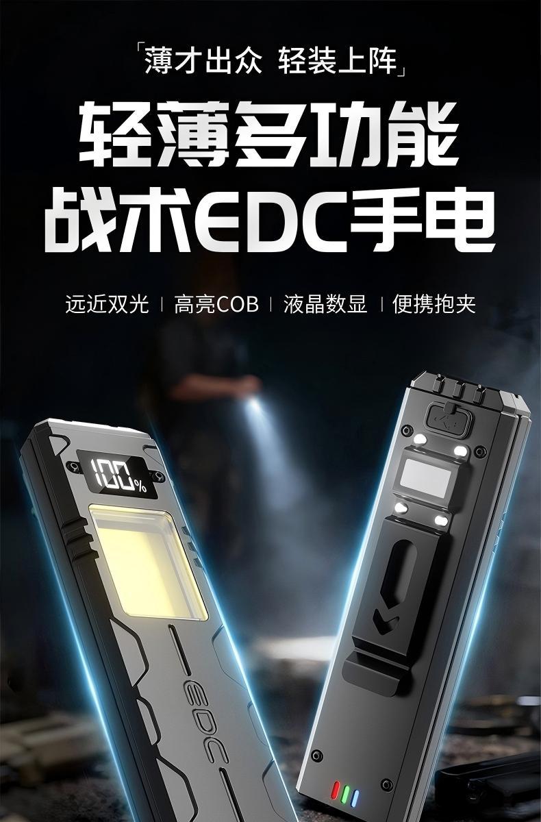 Cross-border high-brightness flashlight EDC multifunctional tactical magnetic work light with pen clip, outdoor portable digital display LED flashlight