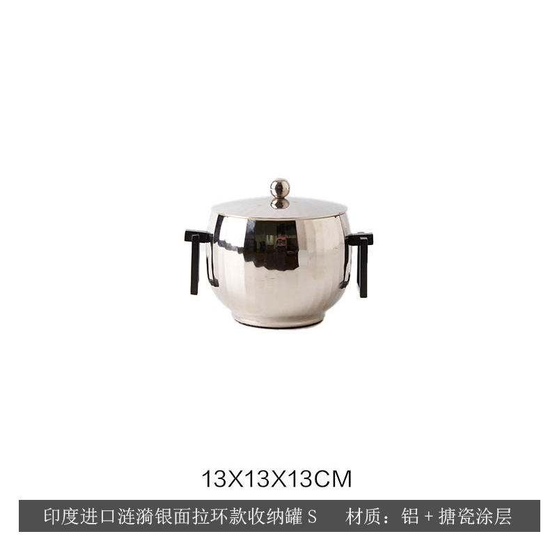 인도 수입 리플 실버 표면 풀 링 스타일 저장 용기 S