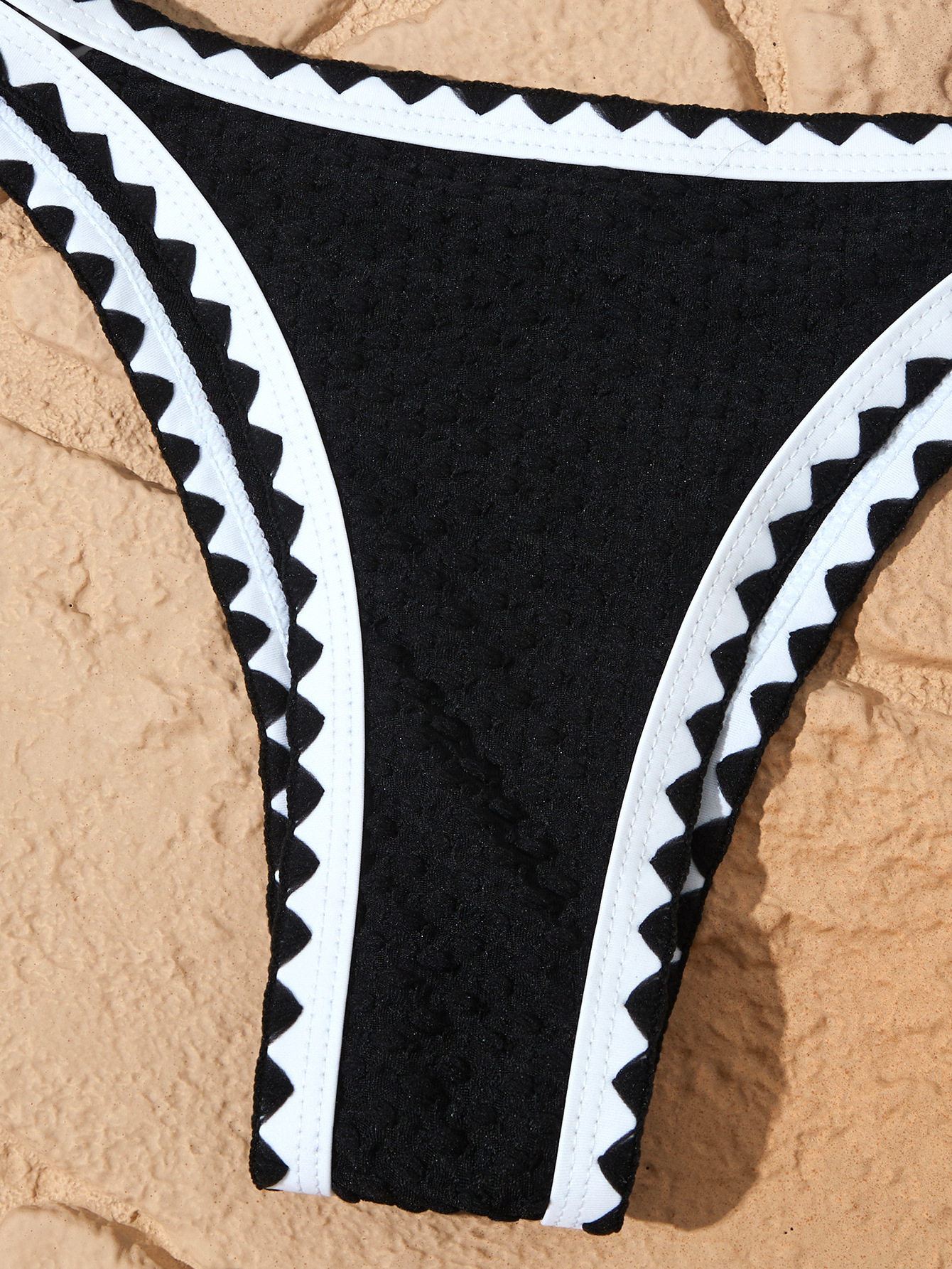 92g Weight Sexy Feel Of Sensation Briefs Panties Style Polyester Fabric Type 2 Pieces Set Quantity Swimming Pool, Beach Occasion Serrated Pattern Women's Gender Women's Serrated 2 Pieces Set Bikinis Swimwear 3