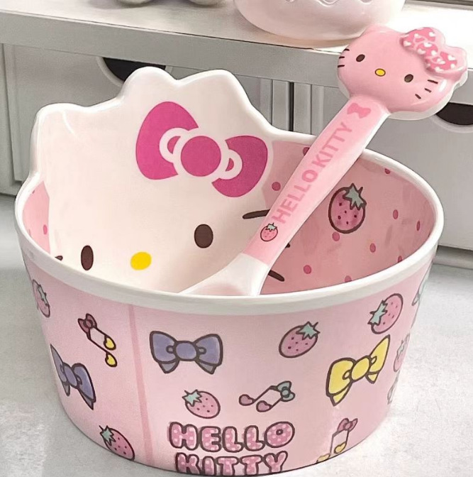 Cartoon Children's Eating Bowl Spoon Tableware suit melamine Anti-scalding Anti-drop Household Baby Children's Supplementary Food Pasta Bowl