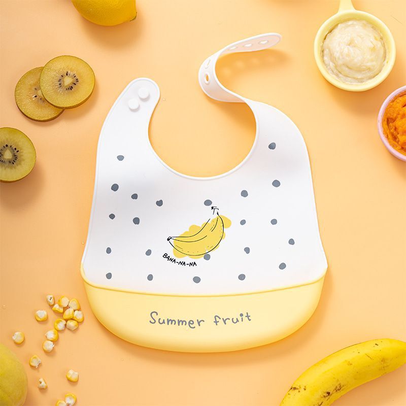 Ins Food Grade Silicone Bib Baby Food Bib Baby Saliva Bib Waterproof Anti-Dirty Kidsren's Saliva Bib Summer