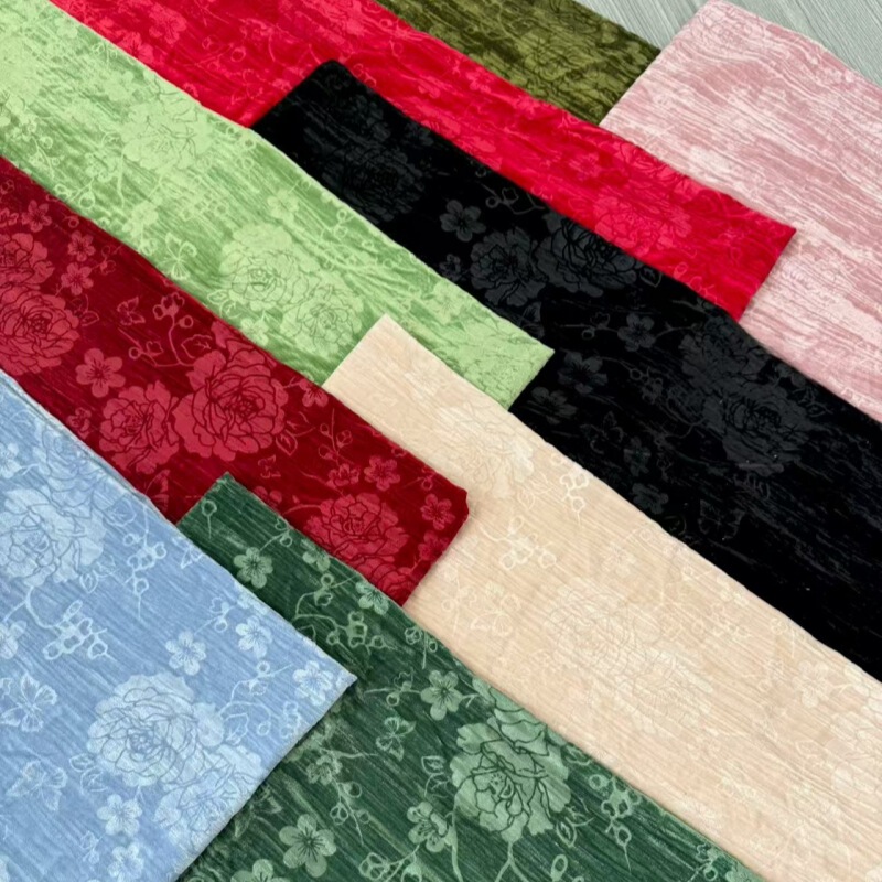 Chinese Style Autumn and Winter Fabric Straight Crepe Velvet Children's Clothing Embossed Peony Robe Fabric Designer Fabric Dress Ready Stock Chinese Style Autumn and Winter Fabric Straight Crepe Velvet Children's Clothing Embossed Peony Robe Fabric Designer Fabric Dress Ready Stock