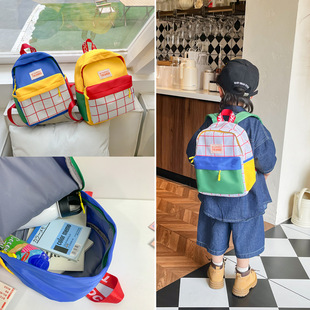 New Kindergarten Children's Schoolbag Grade 1-2 Boys and Girls Go Out Handsome Contrast Casual Fashion Backpack