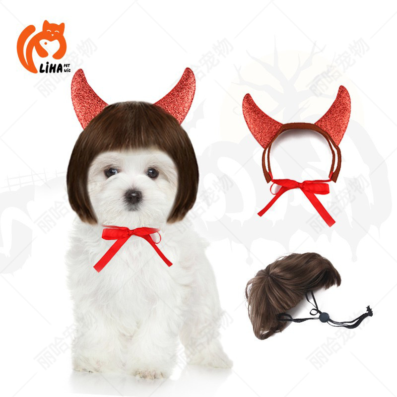 Halloween Ghost Festival disfrazado de mascota diablillos cuernos ornamentales tiara diadema accesorios para mascotas joyería diadema