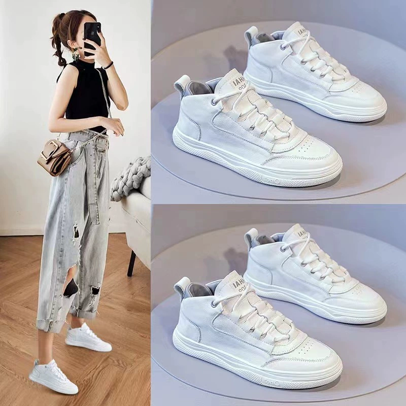 Женские универсальные туфли из натуральной кожи белого цвета, новинка осени 2025, женские туфли на мягкой подошве, удобные повседневные туфли средней высоты.