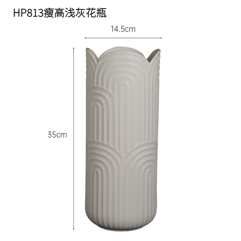 HP813 alto florero gris claro fino