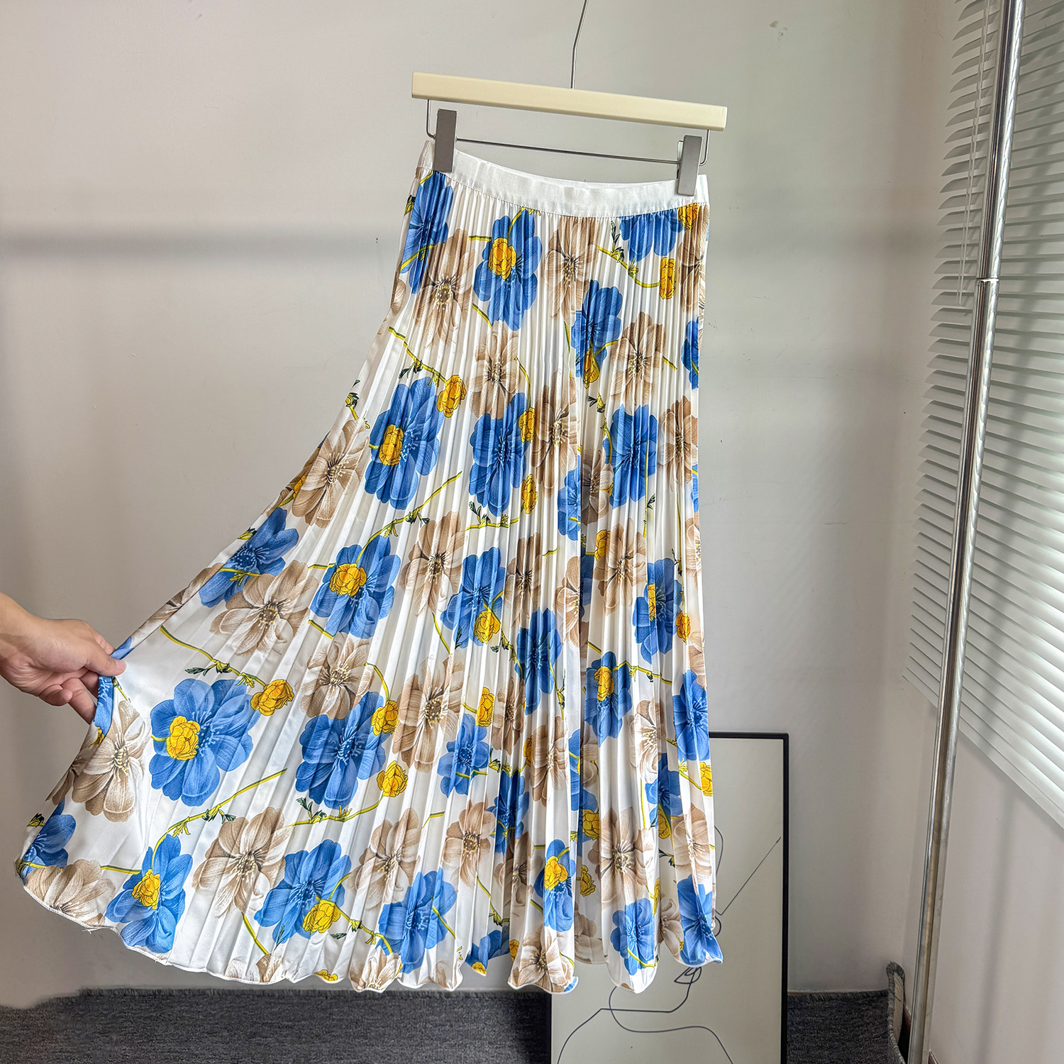 Women's Retro Print Pleated Skirt High Waist A-Line Midi Fashion Skirt for Commuting Summer Long Skirt European And American Style_ecoleips.com