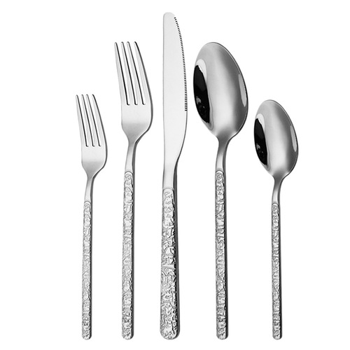 Cross-border Amazon stone grain stainless steel tableware set hotel western steak knife and fork spoon dessert spoon dessert fork