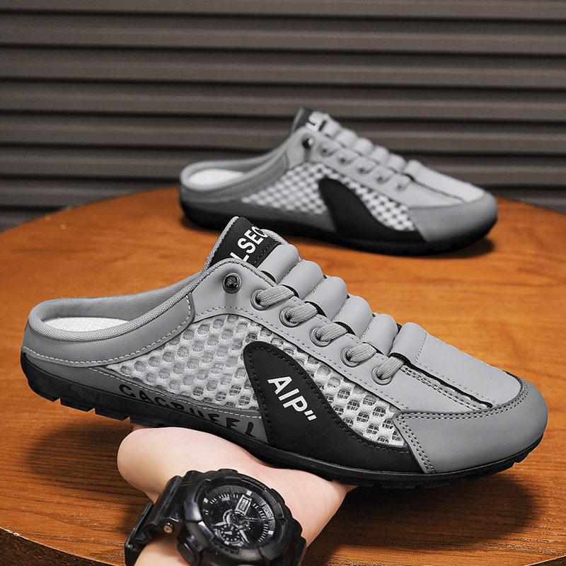 Zapatos de hombre, zapatillas casuales de malla transpirable de verano, zapatillas de red desodorantes, zapatillas de deporte de hombre de suela suave de un pie perezoso, zapatos de moda