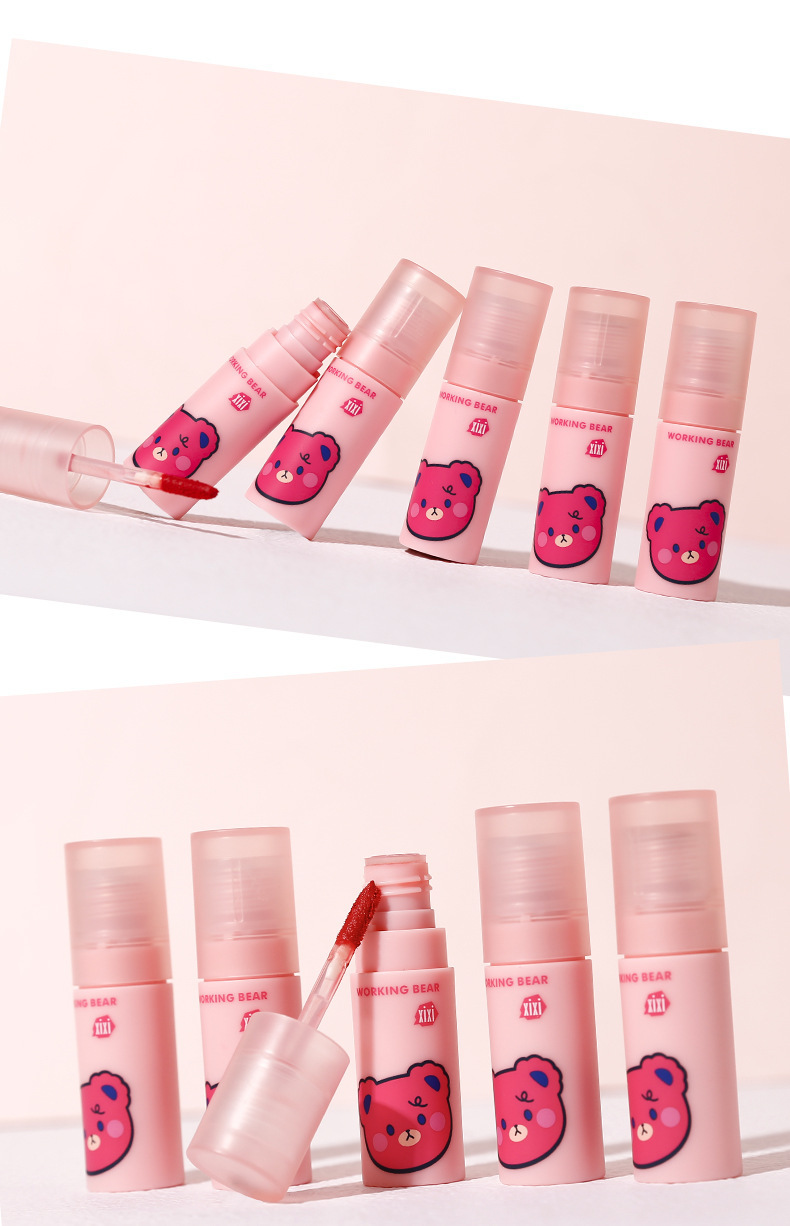 xixi Heartbeat Velvet Mist Air Lip Gloss, Cute Strawberry Bear Soft Mist Lip Mud, makes the lips look fair and tender in autumn and winter without showing lip lines undefined