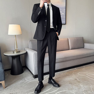 2025 New Autumn and Winter Men's Suit Two-Piece Slim Fit Thickeneded Drape Casual Korean Style Men's Suit Suit