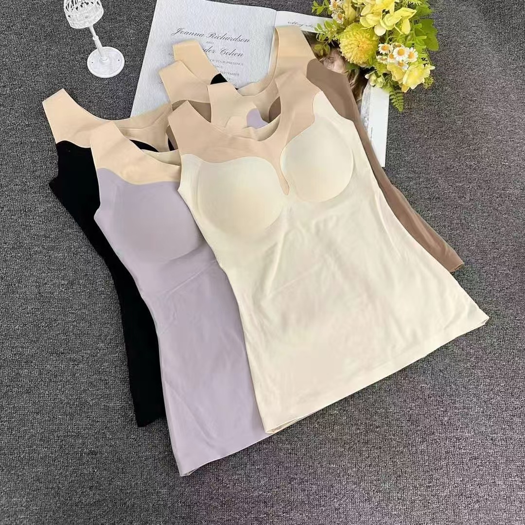 Nuevo chaleco de terciopelo de terciopelo cálido confortable, cálido, no hinchado con cojín de pecho sin marcas, chaqueta interior