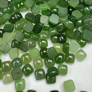 批发天然和田玉碧玉戒面枕方形平底素面裸石干净玉石半成品镶嵌素