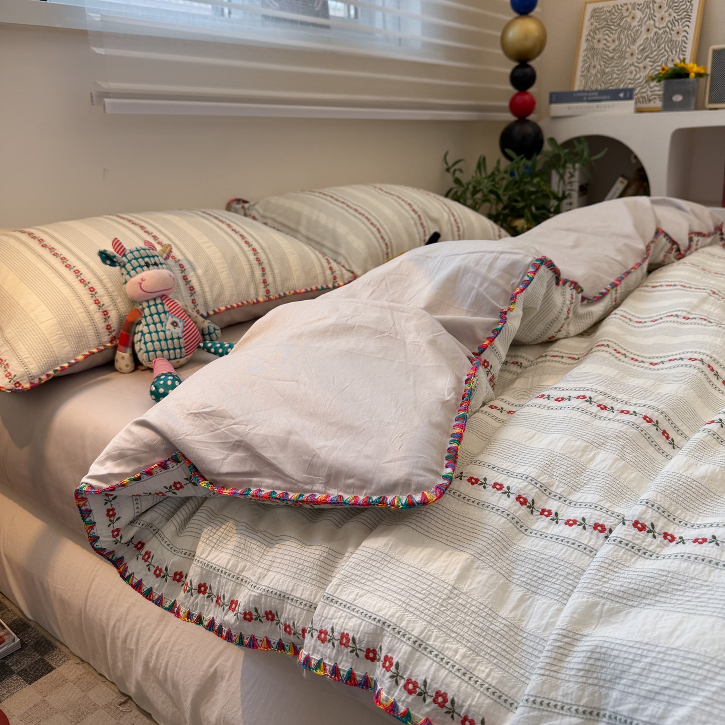 Pastoral Little Red Flower Jacquard Yarn-Dyed Washed Pure Cotton Four-Piece Set Ins Style 1.8m Bed Skirt, Duvet Cover, Bed Sheet